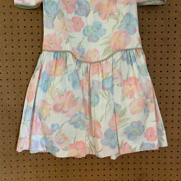 Vintage Floral Dress Pastel Drop Waist Spring Easter Girls 90s 80s Cottagecore - Picture 3 of 6